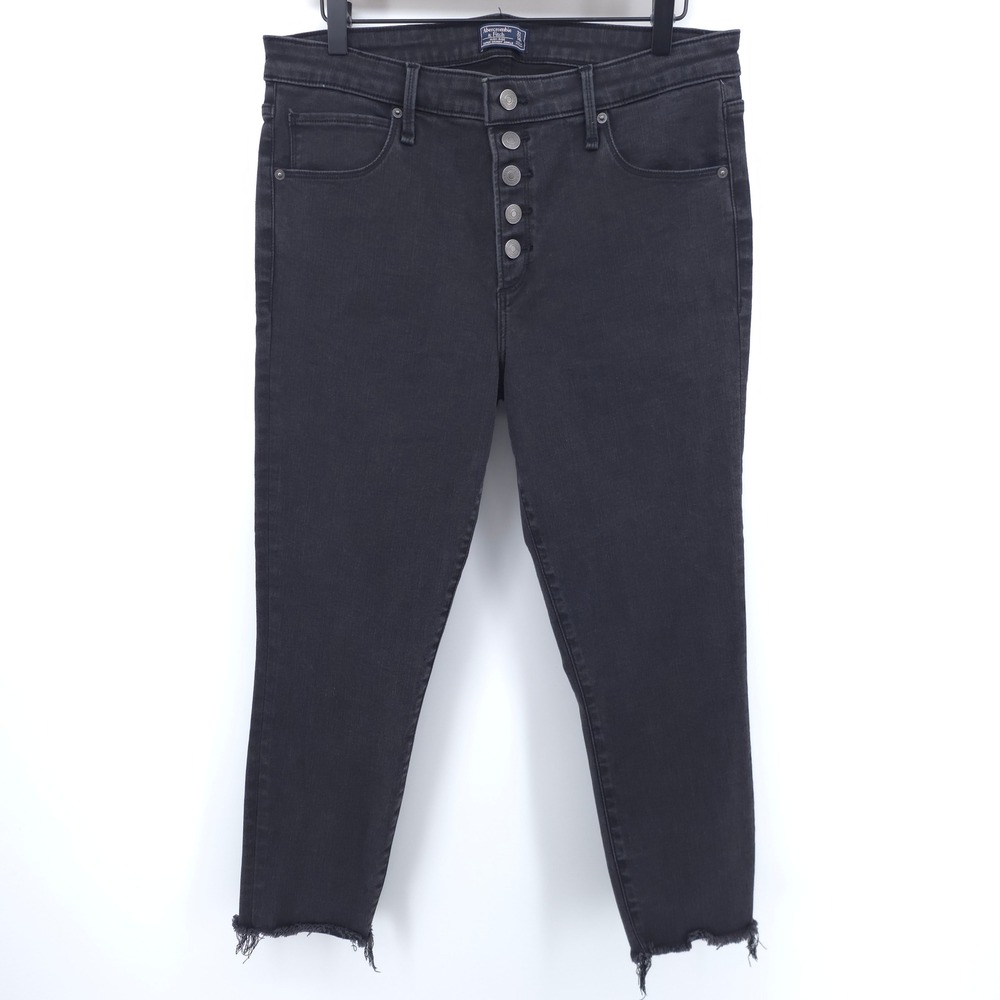 Abercrombie & Fitch Women's Jeans High Rise Super Skinny Ankle 32/14 Black